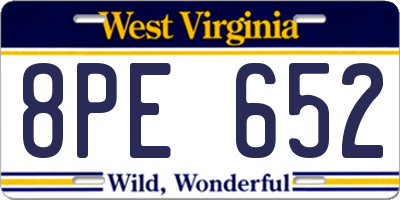 WV license plate 8PE652