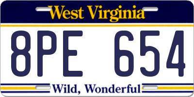 WV license plate 8PE654