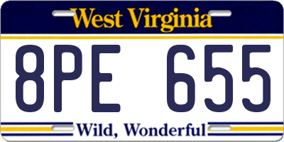 WV license plate 8PE655