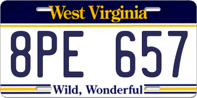 WV license plate 8PE657