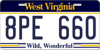 WV license plate 8PE660