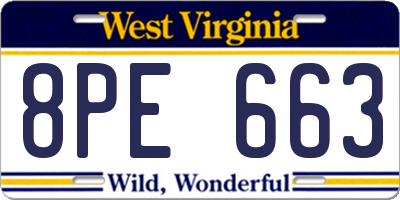 WV license plate 8PE663