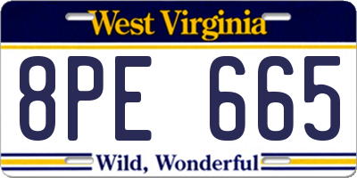 WV license plate 8PE665