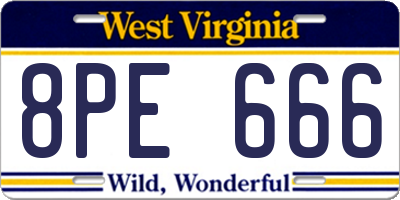 WV license plate 8PE666