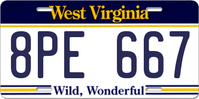 WV license plate 8PE667