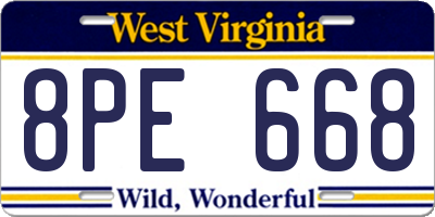 WV license plate 8PE668