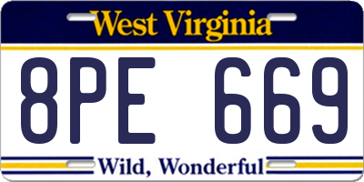 WV license plate 8PE669