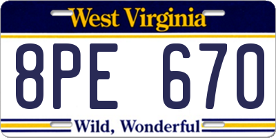 WV license plate 8PE670