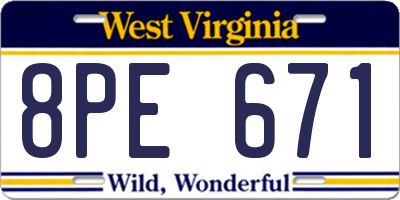 WV license plate 8PE671