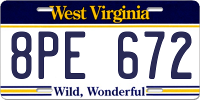 WV license plate 8PE672