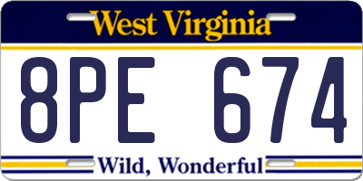 WV license plate 8PE674