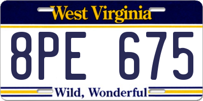 WV license plate 8PE675