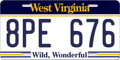 WV license plate 8PE676