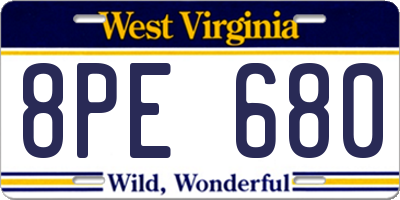 WV license plate 8PE680