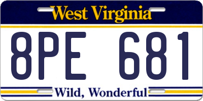WV license plate 8PE681