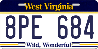 WV license plate 8PE684