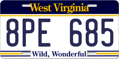 WV license plate 8PE685
