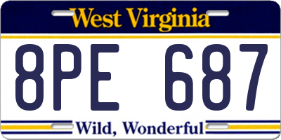 WV license plate 8PE687