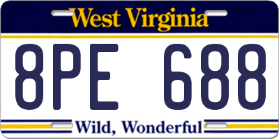 WV license plate 8PE688
