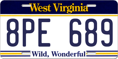 WV license plate 8PE689