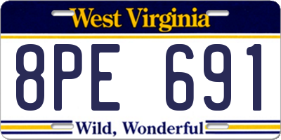 WV license plate 8PE691