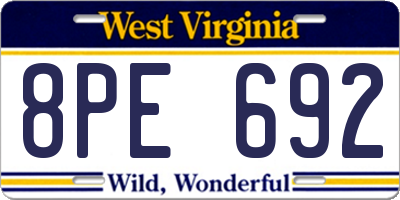 WV license plate 8PE692