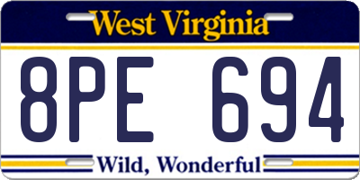 WV license plate 8PE694