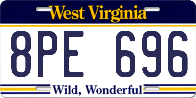 WV license plate 8PE696