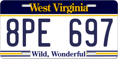 WV license plate 8PE697