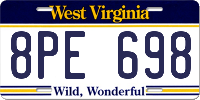 WV license plate 8PE698