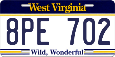 WV license plate 8PE702