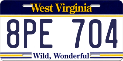WV license plate 8PE704