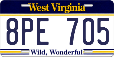 WV license plate 8PE705
