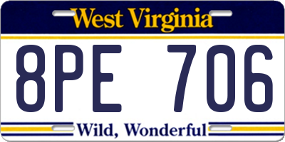 WV license plate 8PE706