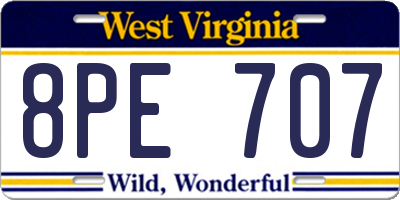 WV license plate 8PE707