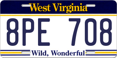 WV license plate 8PE708