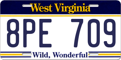 WV license plate 8PE709