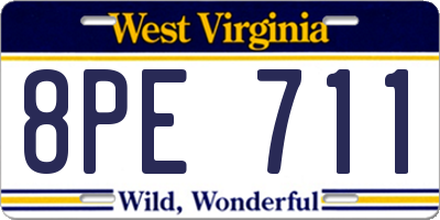 WV license plate 8PE711