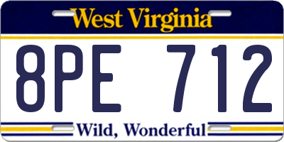 WV license plate 8PE712
