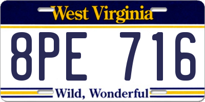 WV license plate 8PE716