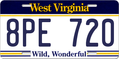 WV license plate 8PE720