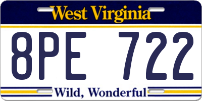 WV license plate 8PE722