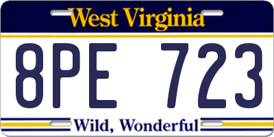WV license plate 8PE723