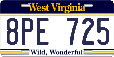 WV license plate 8PE725