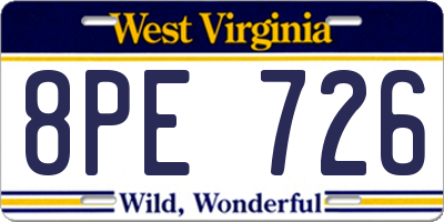 WV license plate 8PE726
