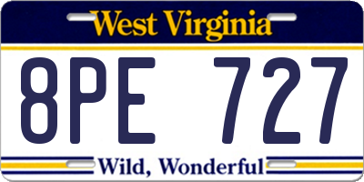 WV license plate 8PE727
