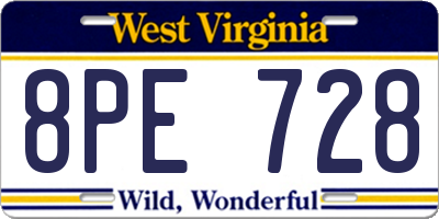 WV license plate 8PE728