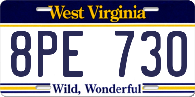 WV license plate 8PE730