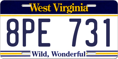 WV license plate 8PE731