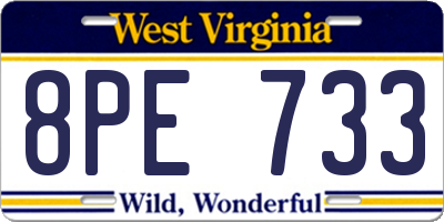 WV license plate 8PE733